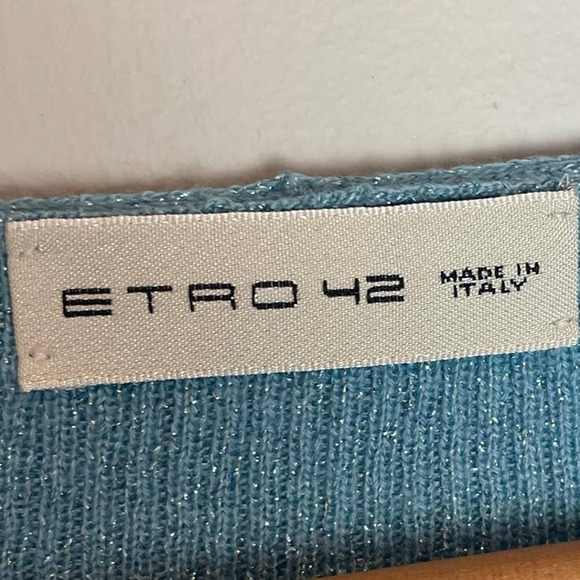 ETRO Scoop Neck Shimmer Lightweight Long Sleeve Sweater - Picture 3 of 6